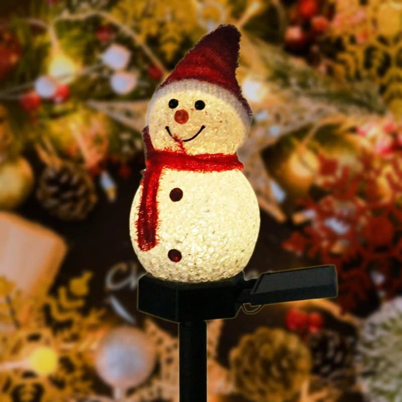 Solar-powered Snowman LED with a Christmassy background