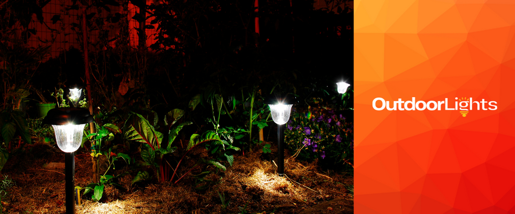 Solar-powered outdoors light in garden at night