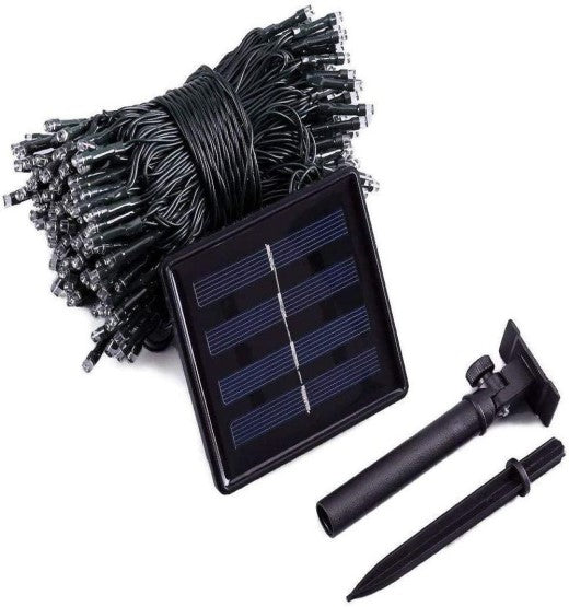 LED outdoor lights with solar panel and ground spike