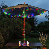 multi colored outdoor lights in a garden