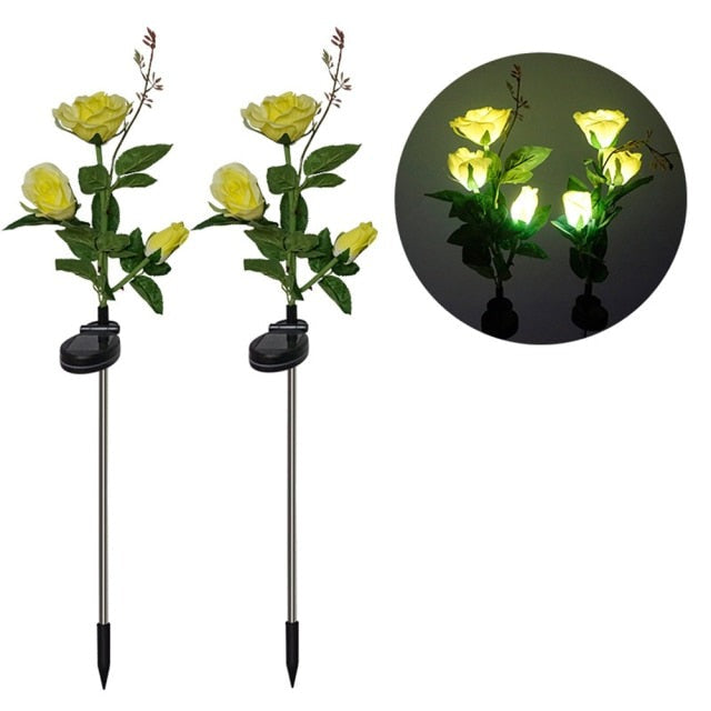 yellow flower solar stake lights