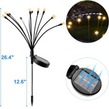 Diagram showing firefly light dimensions and solar panel.