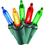 Outdoor colored Christmas tree lights with waterproof IP rating.