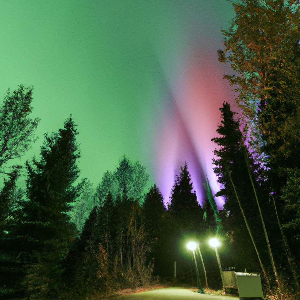 outdoor lights in a forest during winter 