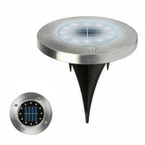 Recessed solar deck light unit highlighting the built-in solar panel and 12 included LEDs.