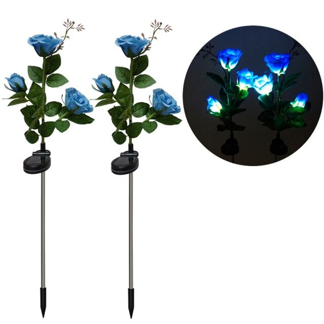 blue solar LED flowers