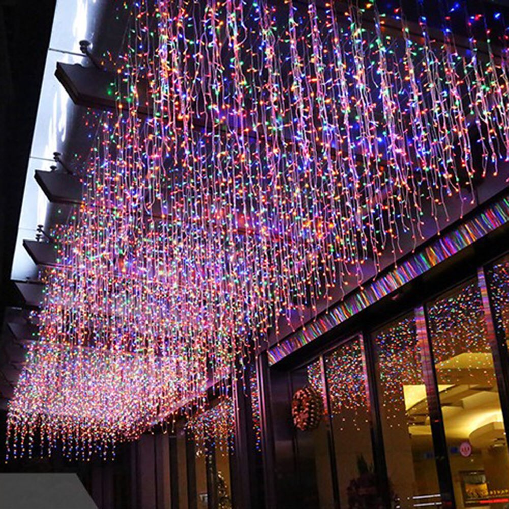 multi colored icicle LED lights on roof