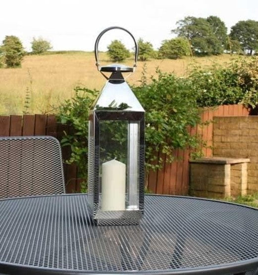 Stainless steel garden lantern for candles